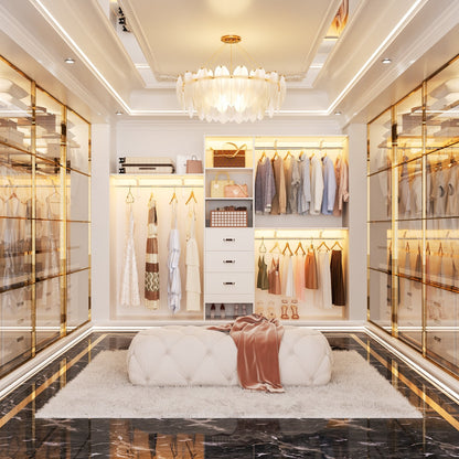 Rackcog 120'' Organizer per armadio regolabile con cassetti, sistema per armadio con ripiani fai da te per armadi a muro e cabine armadio