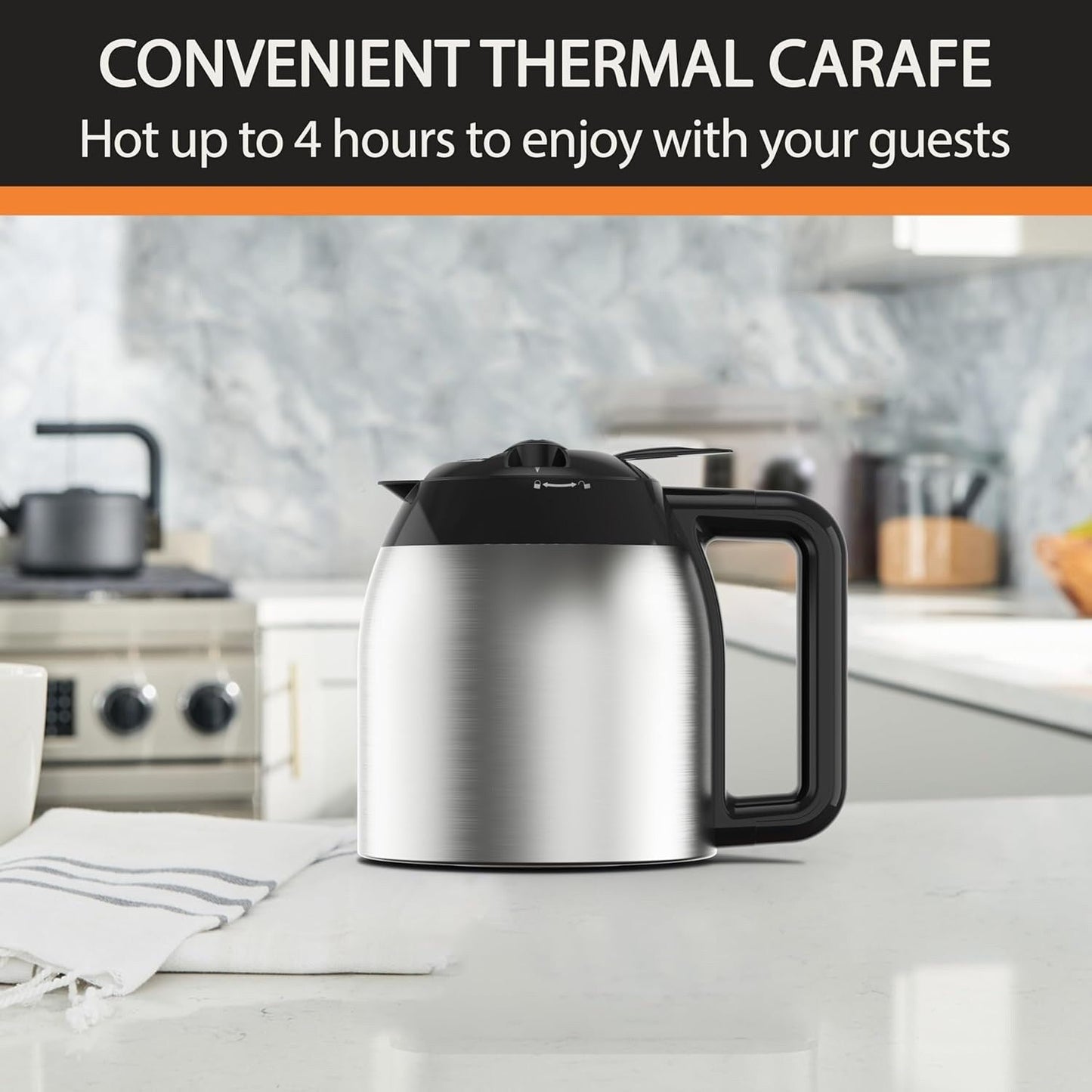 Macchina da caffè programmabile da 14 tazze, caraffa in acciaio inox, 3 intensità di infusione, timer 24 ore, mantenimento in caldo 4 ore