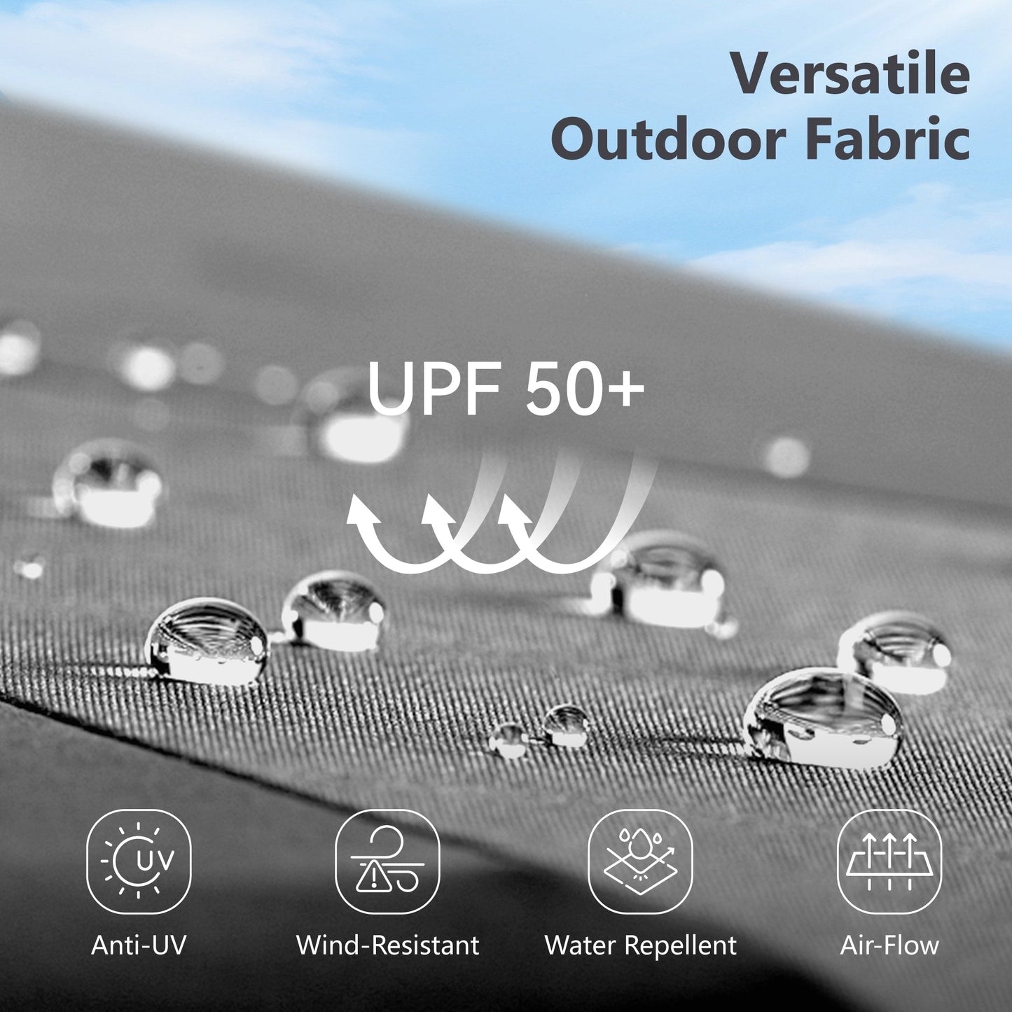 MAISON ARTS Ombrellone da esterno rettangolare da 15 piedi con manovella, doppio lato, con illuminazione a LED solare e base inclusa