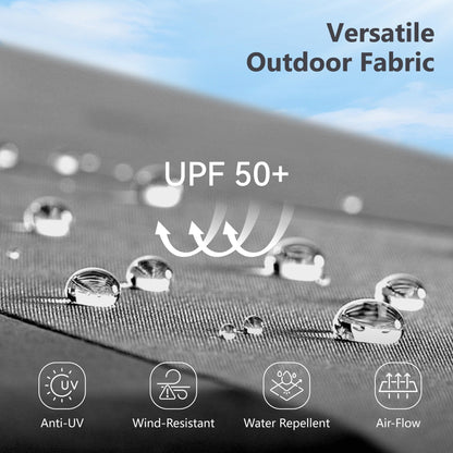 MAISON ARTS Ombrellone da esterno rettangolare da 15 piedi con manovella, doppio lato, con illuminazione a LED solare e base inclusa