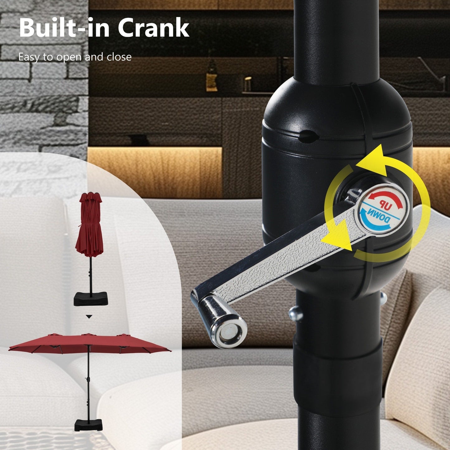 MAISON ARTS Ombrellone doppio extra large da 15 piedi con base inclusa