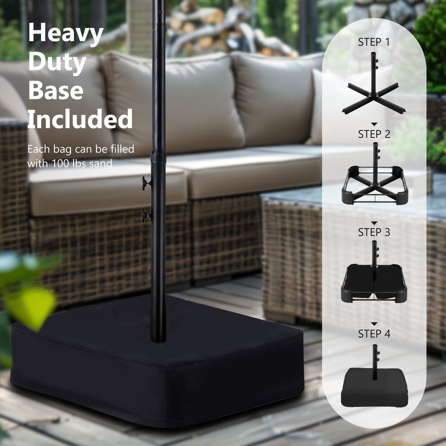 MAISON ARTS Ombrellone doppio extra large da 15 piedi con base inclusa