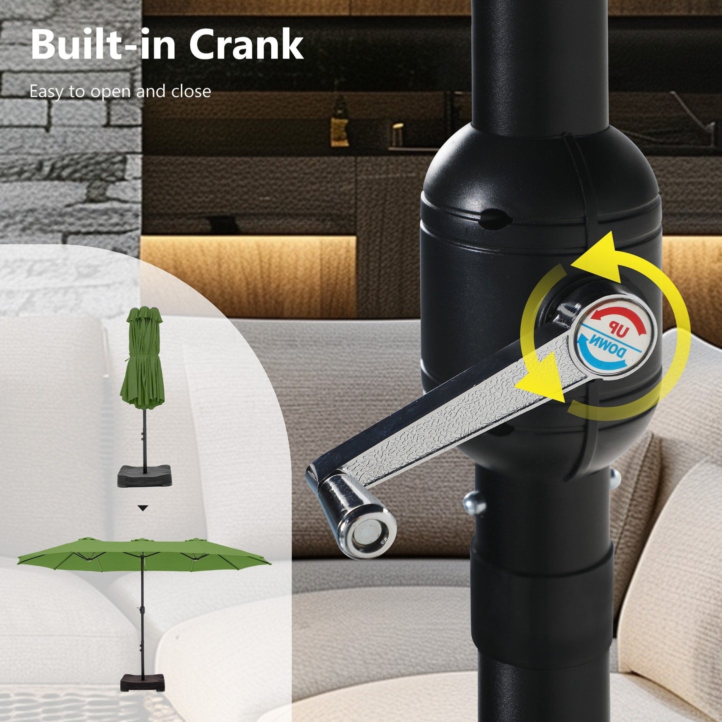 MAISON ARTS Ombrellone doppio extra large da 15 piedi con base inclusa