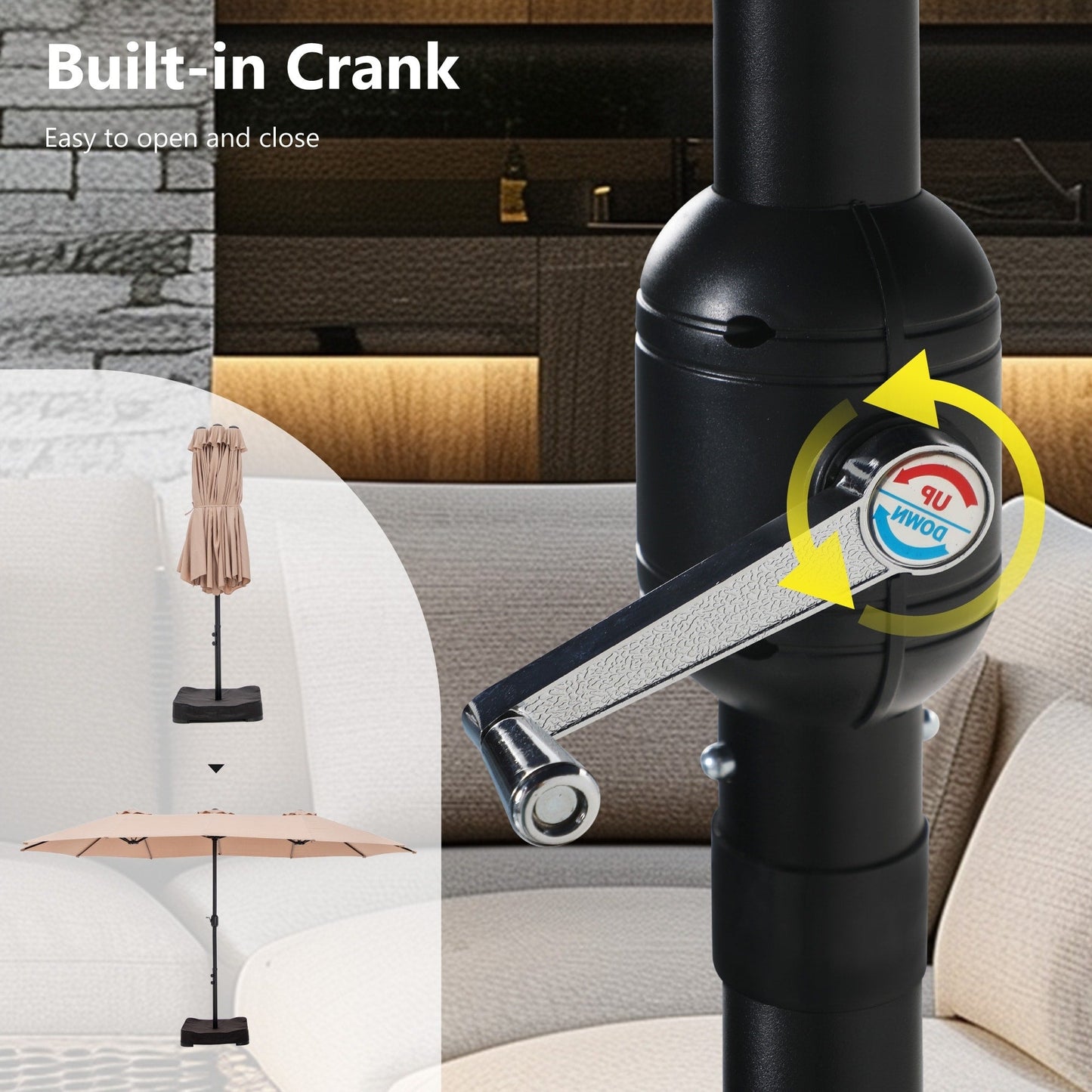 MAISON ARTS Ombrellone doppio extra large da 15 piedi con base inclusa