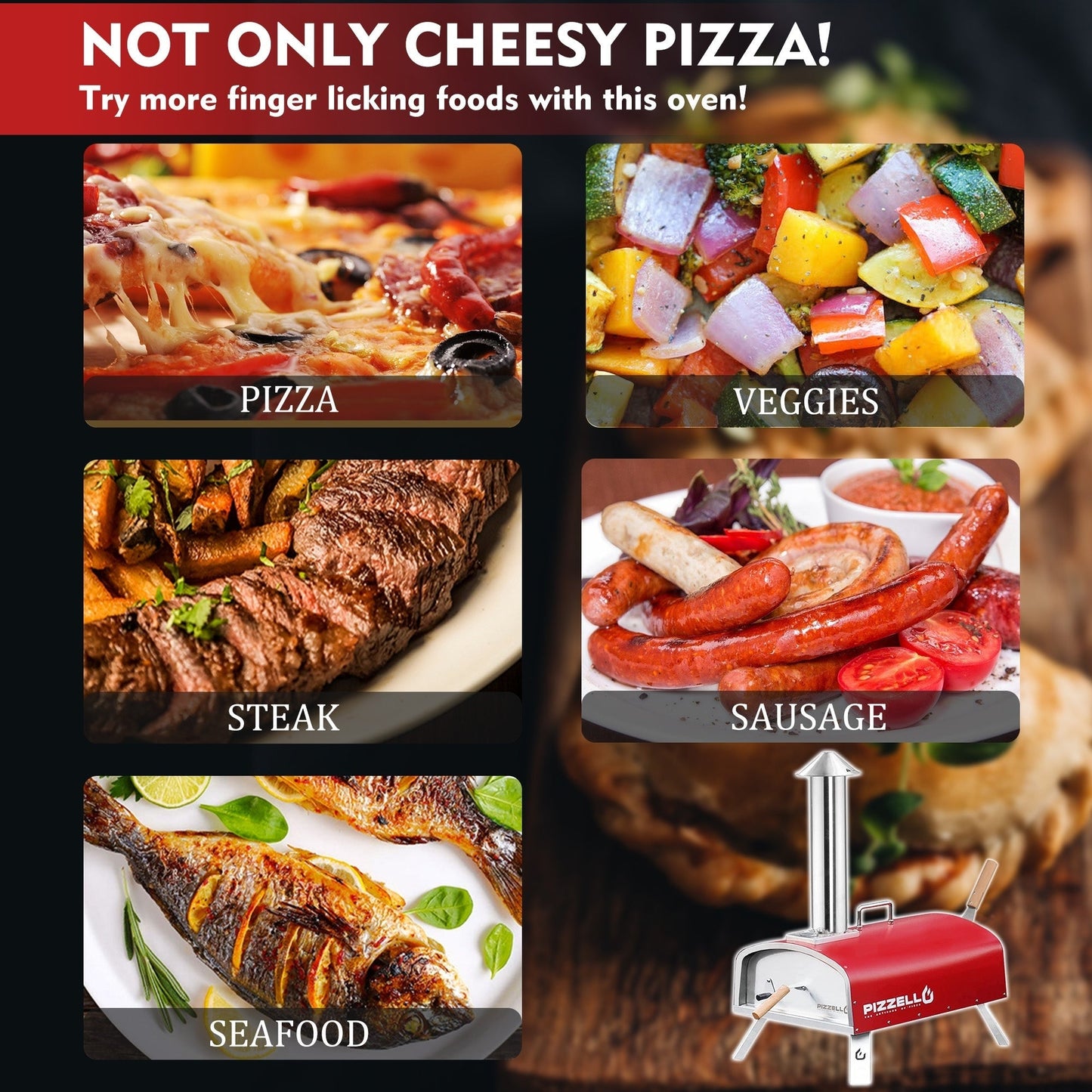 Forno per pizza a legna da esterno, forno per pizza portatile con pala per pizza e borsa per il trasporto - 16 pollici