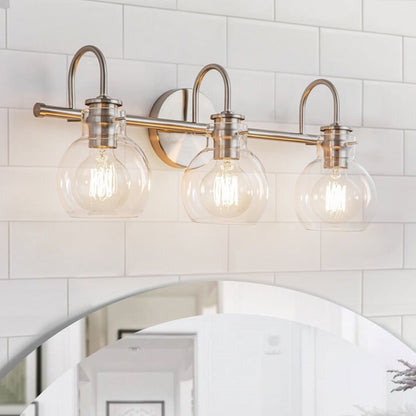 Applique da parete per mobiletto da bagno a 2/3 luci con paralume in vetro
