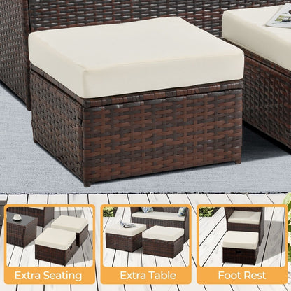 Pouf da giardino in vimini da 2 pezzi - Liquidazione