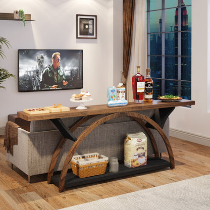 Tavolino da divano a 2 ripiani, stretto e lungo, con struttura semicircolare per ingresso, tavolini decorativi grigi per corridoio