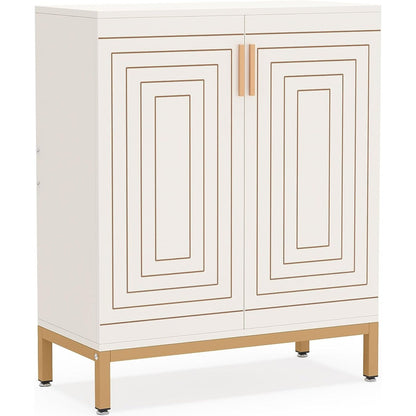 Scarpiera da 20 paia, scarpiera moderna da 37,4 pollici con ante, bianco e oro