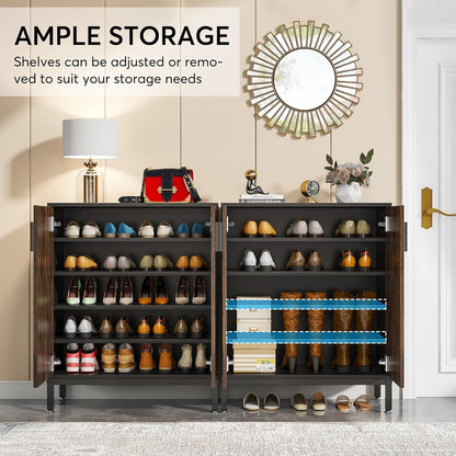 Scarpiera da 20 paia, scarpiera moderna da 37,4 pollici con ante, bianco e oro