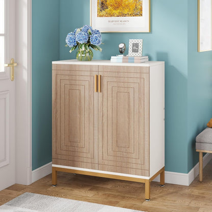 Scarpiera da 20 paia, scarpiera moderna da 37,4 pollici con ante, bianco e oro