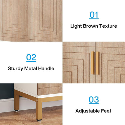 Scarpiera da 20 paia, scarpiera moderna da 37,4 pollici con ante, bianco e oro