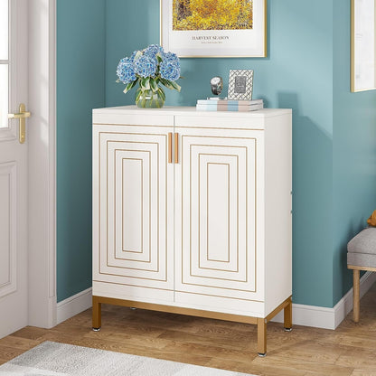 Scarpiera da 20 paia, scarpiera moderna da 37,4 pollici con ante, bianco e oro