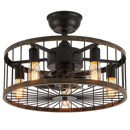 Ventilatore da soffitto a basso profilo da 20 pollici, moderno, con finitura in legno da fattoria, con luce e telecomando