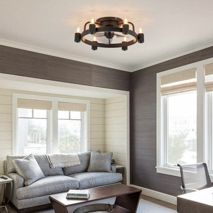 Ventilatore da soffitto moderno da 20 pollici, con luce a LED a basso profilo, montaggio a filo, con telecomando, per soggiorno