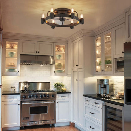 Ventilatore da soffitto moderno da 20 pollici, con luce a LED a basso profilo, montaggio a filo, con telecomando, per soggiorno