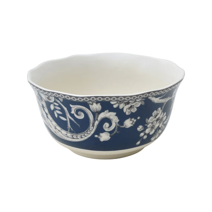 222 Fifth Adelaide Set di stoviglie in porcellana da 16 pezzi con piatti rotondi, ciotole e tazze, blu scuro