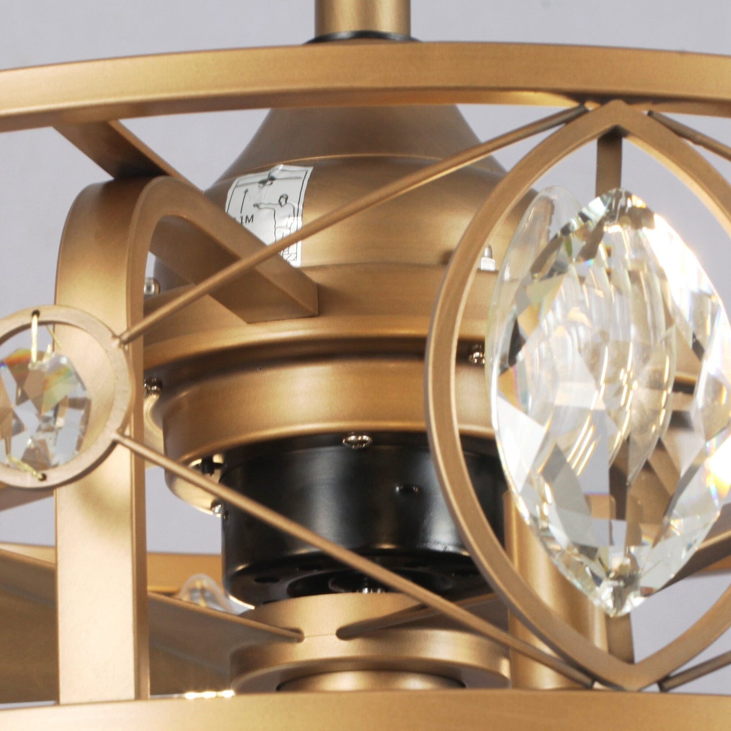 22 Lampadari moderni con ventilatore da soffitto in gabbia di cristallo e telecomando