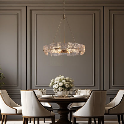 Lampadario moderno in cristallo dorato da 23,6 pollici, 6 luci, lampada a sospensione Glam Drum per isola cucina sala da pranzo