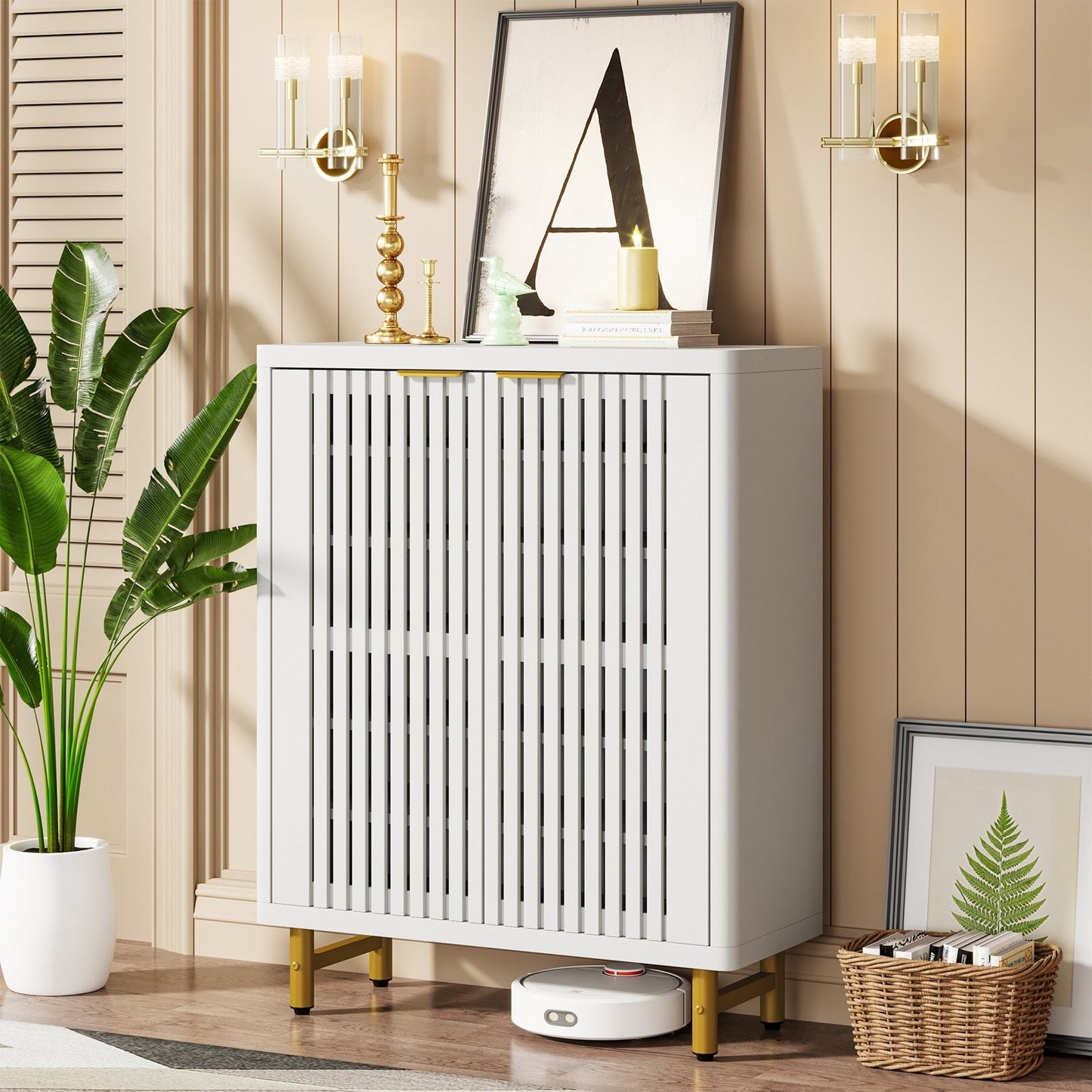 Mobiletto portascarpe con anta per ingresso e soggiorno, per 24 paia di scarpe