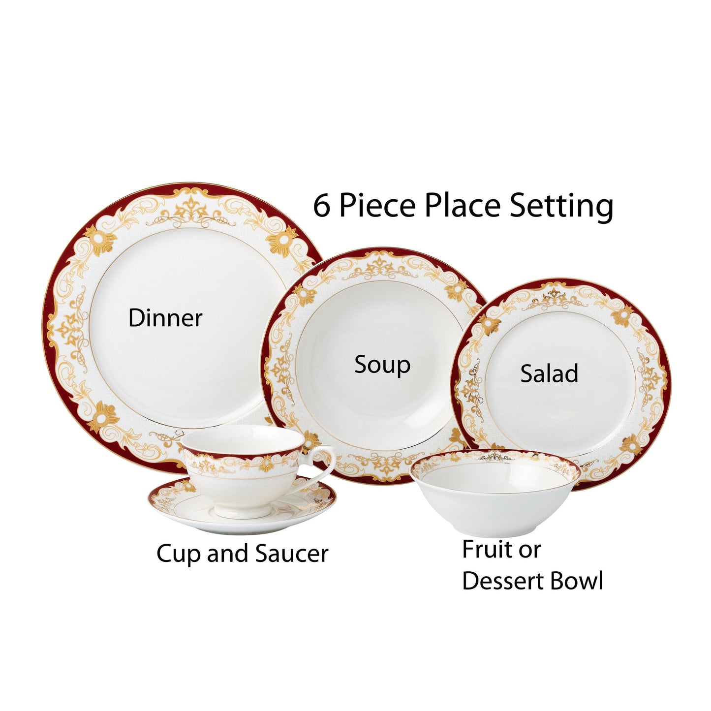 Set di stoviglie da 24 pezzi in porcellana fine, servizio per 4 di Lorren Home Trends