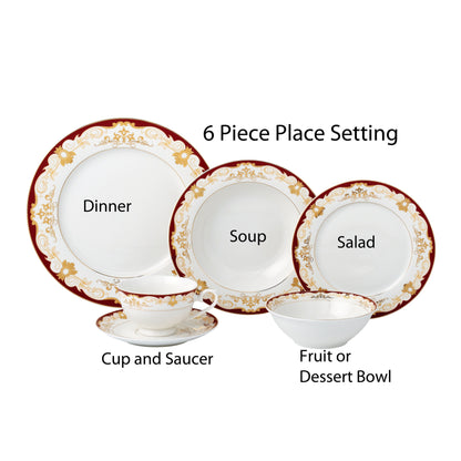 Set di stoviglie da 24 pezzi in porcellana fine, servizio per 4 di Lorren Home Trends