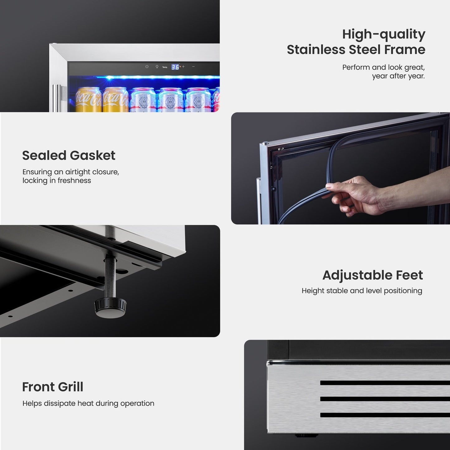 Frigorifero per bevande da 24 pollici, frigorifero per bevande da 140 lattine per bevande gassate, vino e bevande analcoliche - 24 pollici