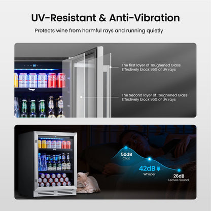 Frigorifero per bevande da 24 pollici, frigorifero per bevande da 140 lattine per bevande gassate, vino e bevande analcoliche - 24 pollici