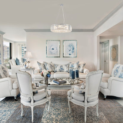 Lampadario da fattoria a 8 luci da 24,8 pollici, lampadario di cristallo, lampadario a tamburo per sala da pranzo, soggiorno, camera da letto, cucina