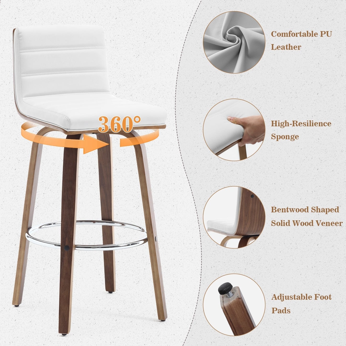 26/29 Sgabelli da bar/bancone girevoli in similpelle, set da 2/3