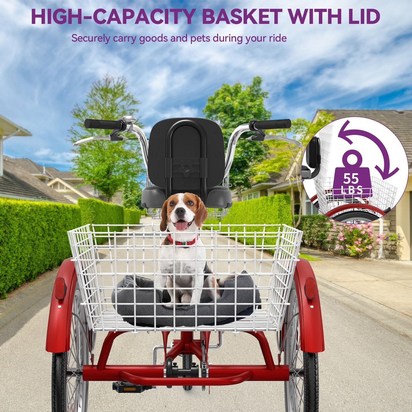 26 tricicli blu per adulti a 3 ruote con cestini rimovibili