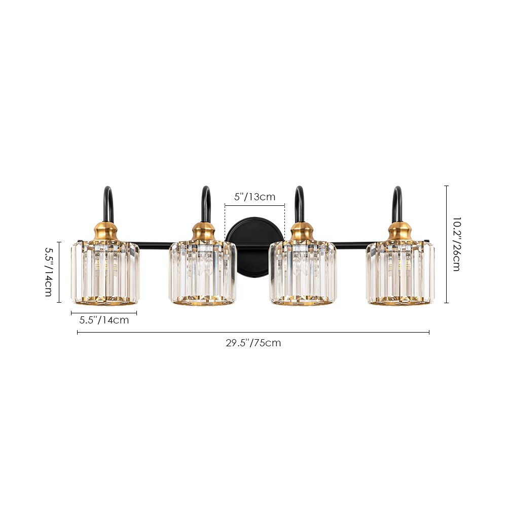 Luci da bagno in cristallo dimmerabili lineari moderne e glamour da 3/4 luci sopra lo specchio