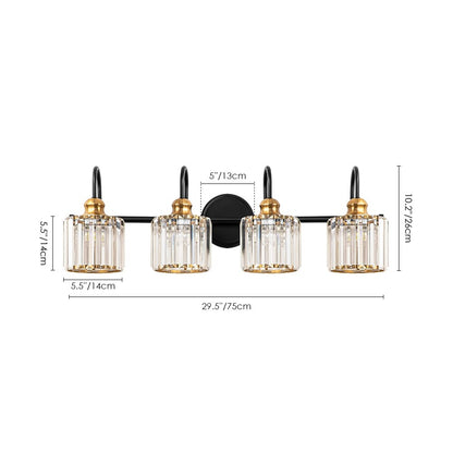 Luci da bagno in cristallo dimmerabili lineari moderne e glamour da 3/4 luci sopra lo specchio