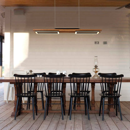 Lampadario lineare in legno a LED integrato da 3/5 luci per isola da cucina