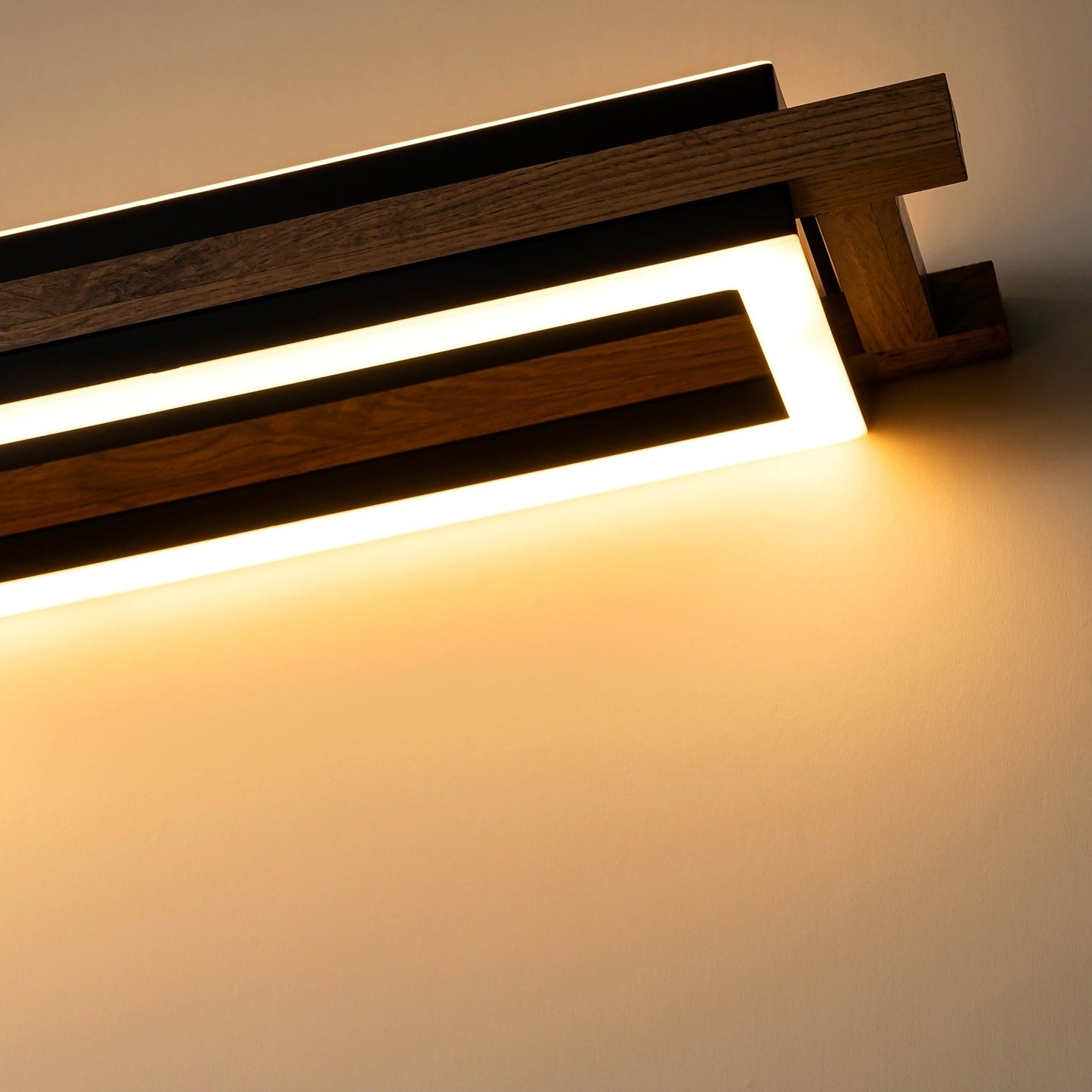 Lampadario lineare in legno a LED integrato da 3/5 luci per isola da cucina