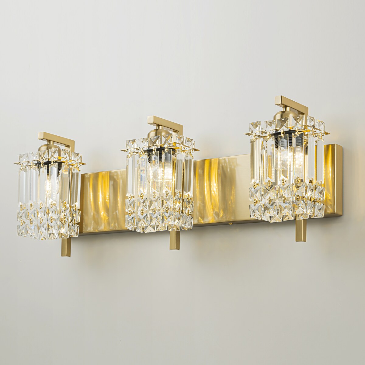 Applique da parete in cristallo per specchio da bagno moderno e glamour a 3 luci