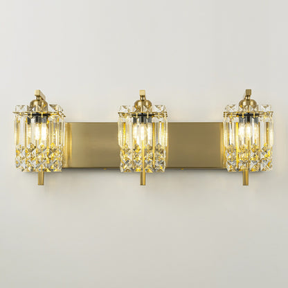 Applique da parete in cristallo per specchio da bagno moderno e glamour a 3 luci
