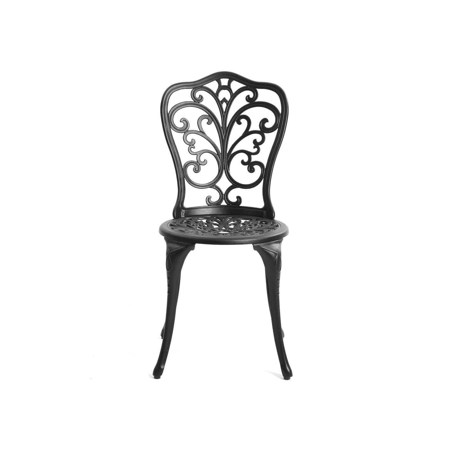 Tavolo e sedie a farfalla per patio esterno in alluminio, 3 pezzi, con foro per ombrellone