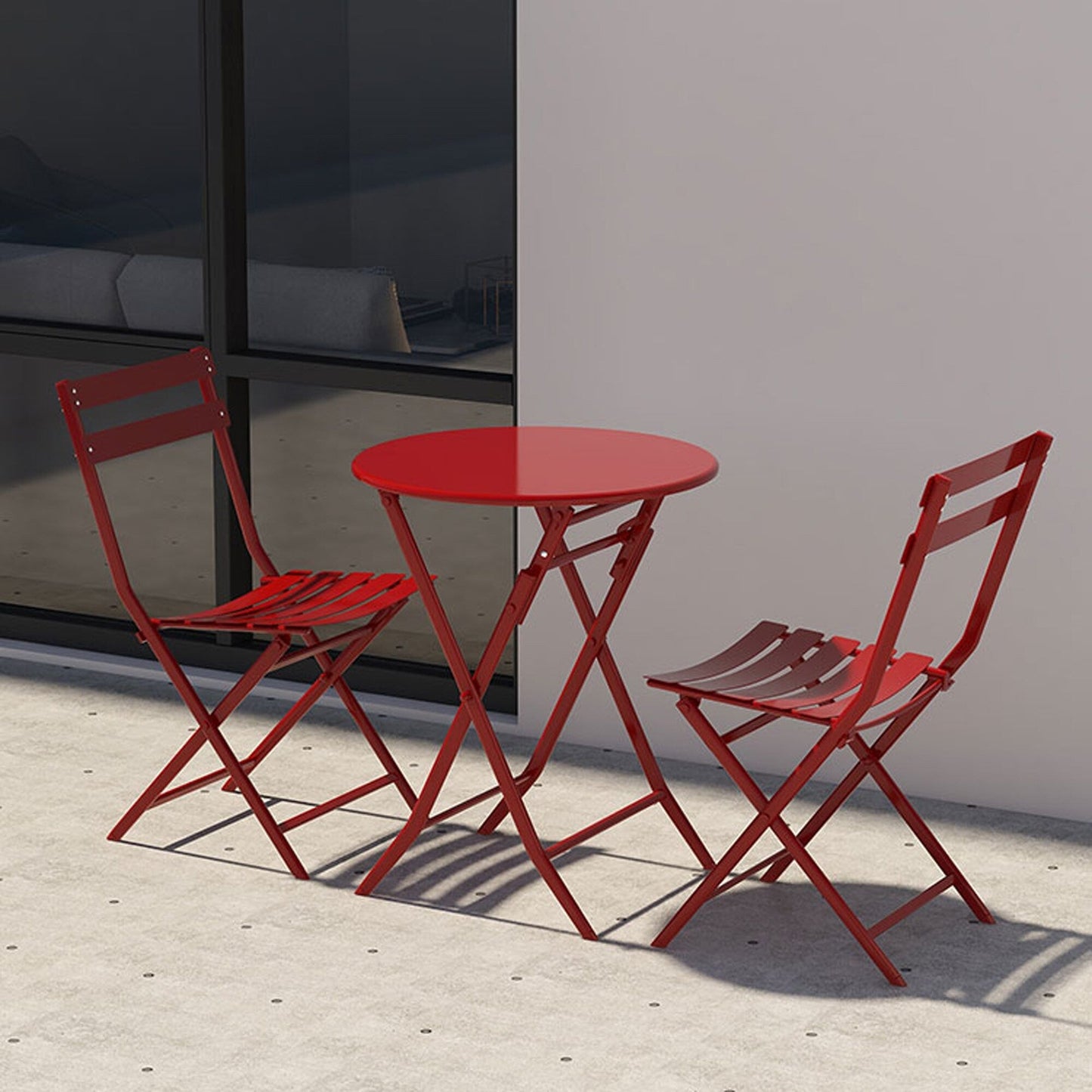 Set da bistrot da patio minimalista da 3 pezzi con tavolo rotondo pieghevole e sedie - 3-Piece-Patio-Bistro-Set