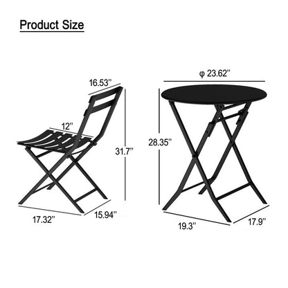 Set da bistrot da patio minimalista da 3 pezzi con tavolo rotondo pieghevole e sedie - 3-Piece-Patio-Bistro-Set