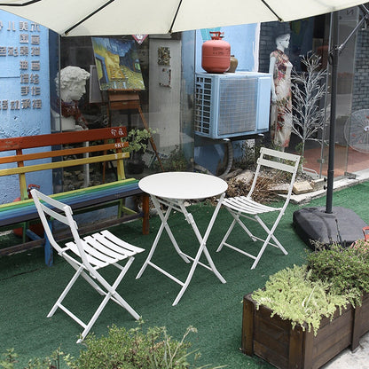 Set da bistrot da giardino composto da 3 pezzi: tavolo rotondo pieghevole e sedie