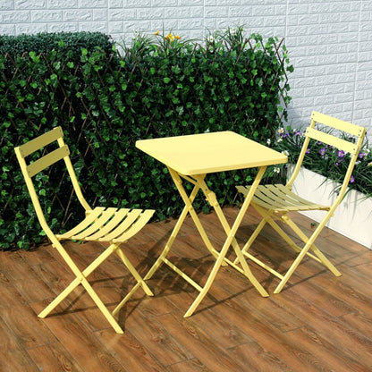 Set da bistrot minimalista da patio, 3 pezzi, tavolo quadrato pieghevole e sedie - 3 pezzi