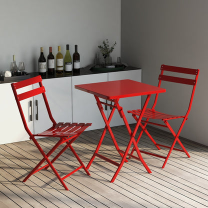Set da bistrot minimalista da patio, 3 pezzi, tavolo quadrato pieghevole e sedie - 3 pezzi