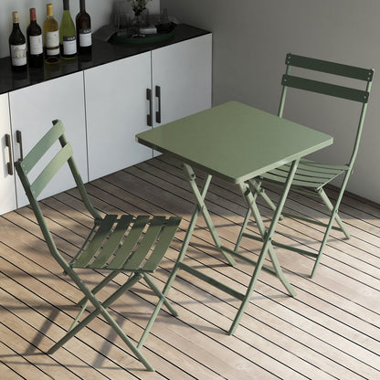 Set da bistrot minimalista da patio, 3 pezzi, tavolo quadrato pieghevole e sedie - 3 pezzi