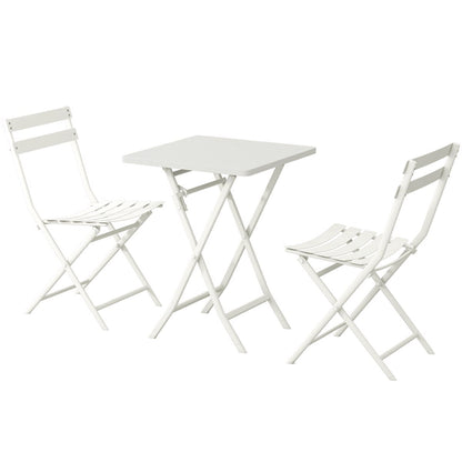 Set da bistrot minimalista da patio, 3 pezzi, tavolo quadrato pieghevole e sedie - 3 pezzi