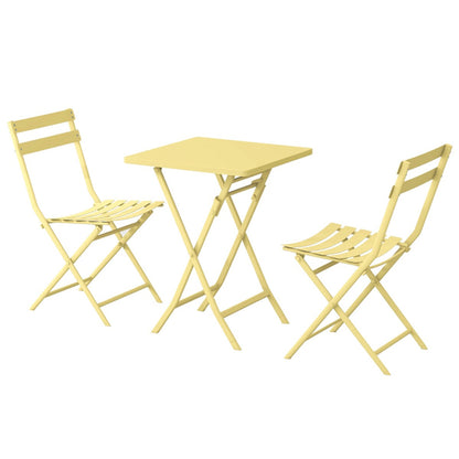 Set da bistrot minimalista da patio, 3 pezzi, tavolo quadrato pieghevole e sedie - 3 pezzi
