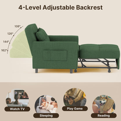 Divano letto regolabile 3 in 1, divano con poltrona estraibile, letto pieghevole convertibile per soggiorno
