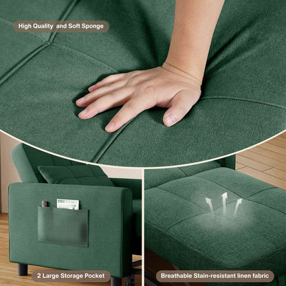 Divano letto regolabile 3 in 1, divano con poltrona estraibile, letto pieghevole convertibile per soggiorno