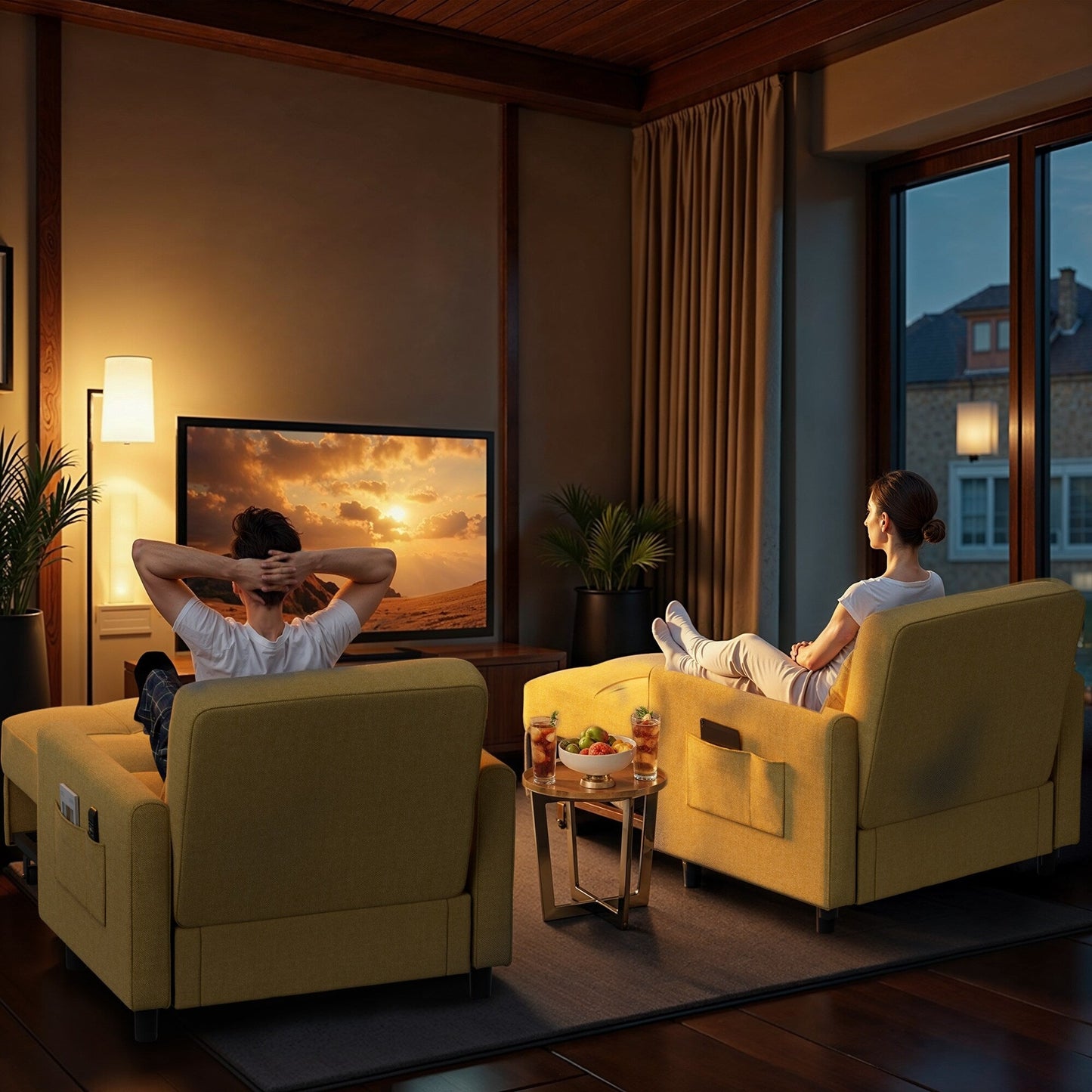 Divano letto regolabile 3 in 1, divano con poltrona estraibile, letto pieghevole convertibile per soggiorno