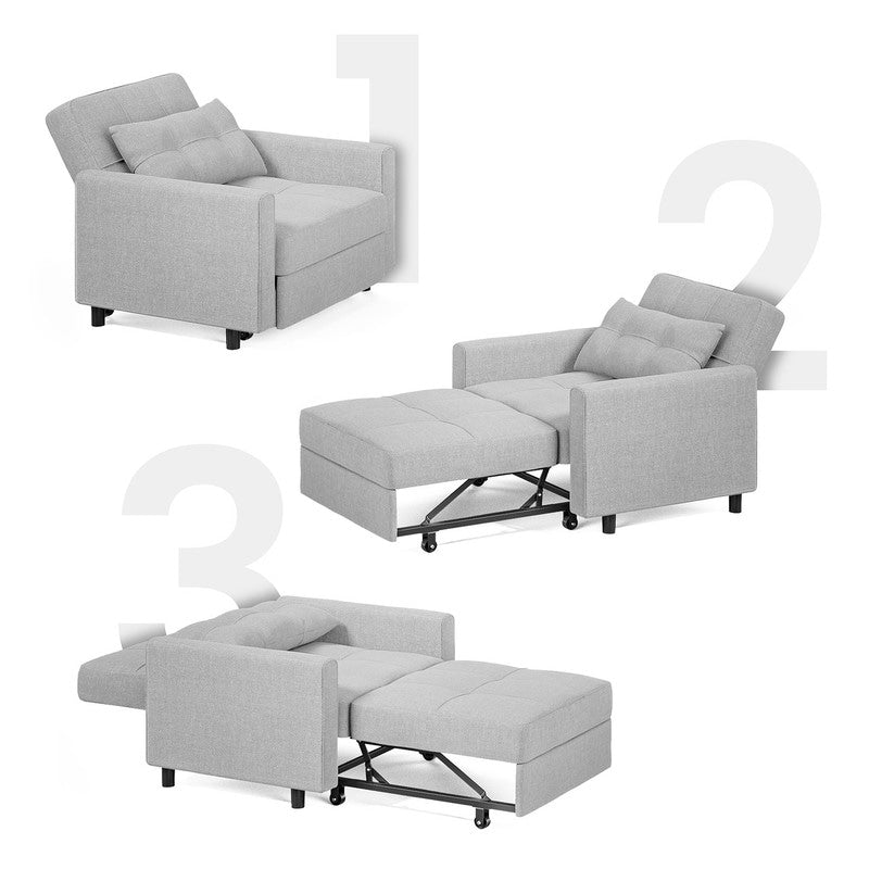 Divano letto regolabile 3 in 1, divano con poltrona estraibile, letto pieghevole convertibile per soggiorno